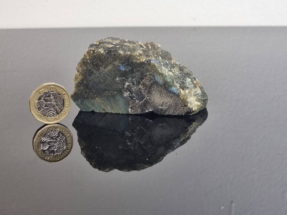 49LH) Labradorite Crystal Half Polished Slice