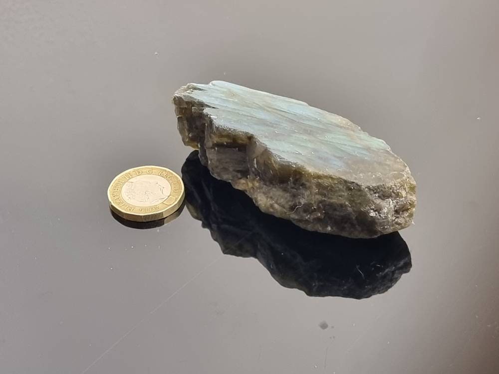 2LH) Labradorite Crystal Half Polished Slice