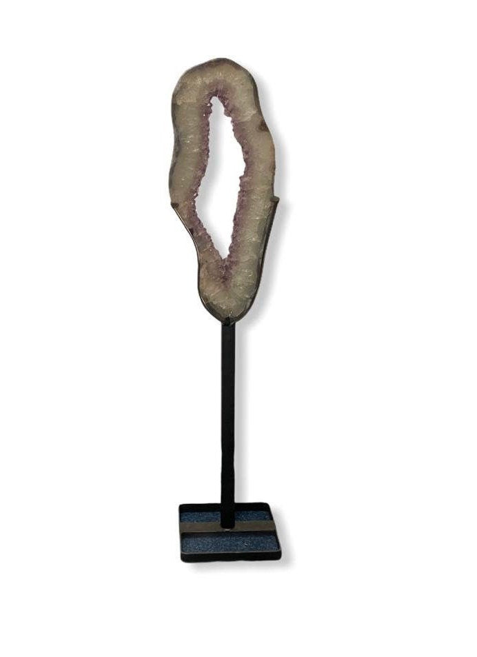 large crystals amethyst portal on stand, unique interior design with crystals