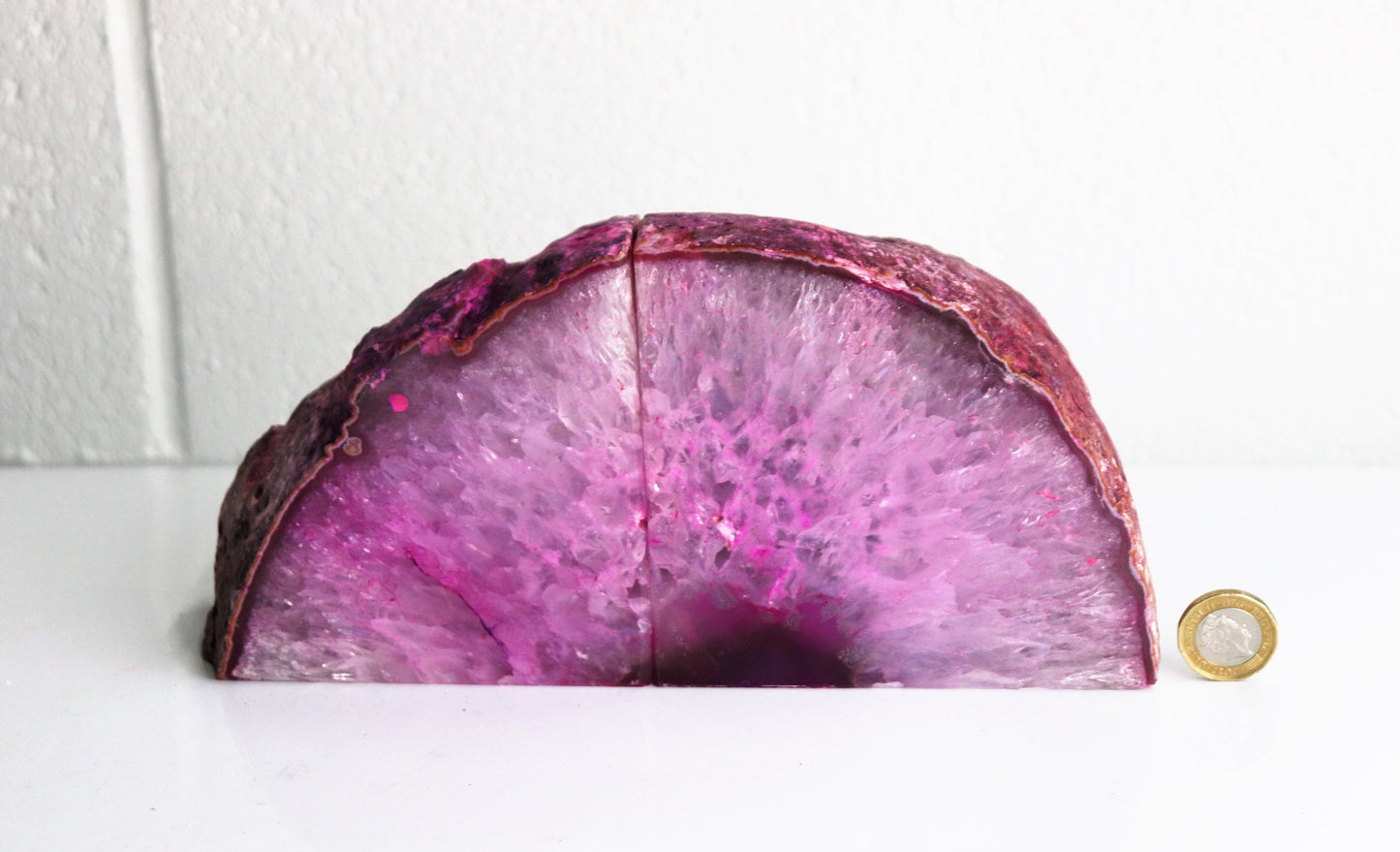 pink agate crystal bookend