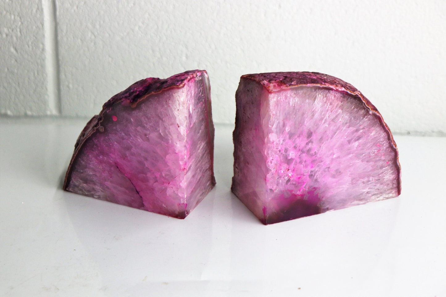 crystal bookends pink agate