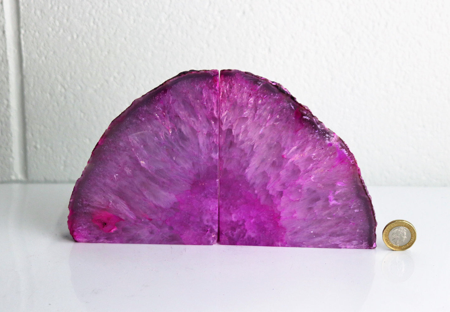 pink crystal bookends