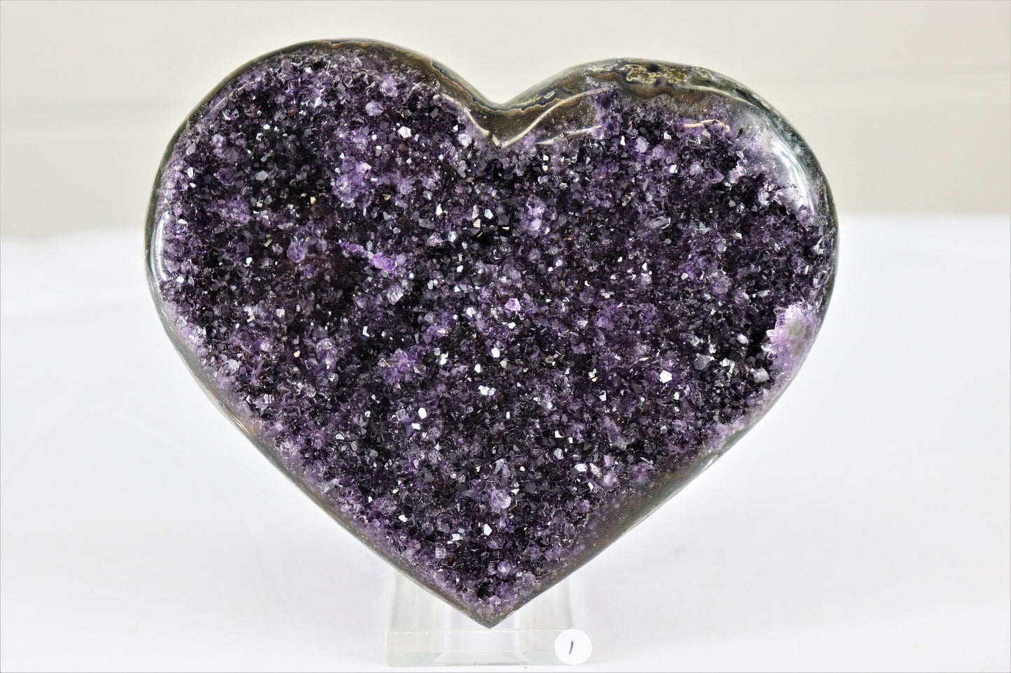 1) Large Fine Amethyst Crystal Heart Purple Quartz Geode Great Romantic Gift