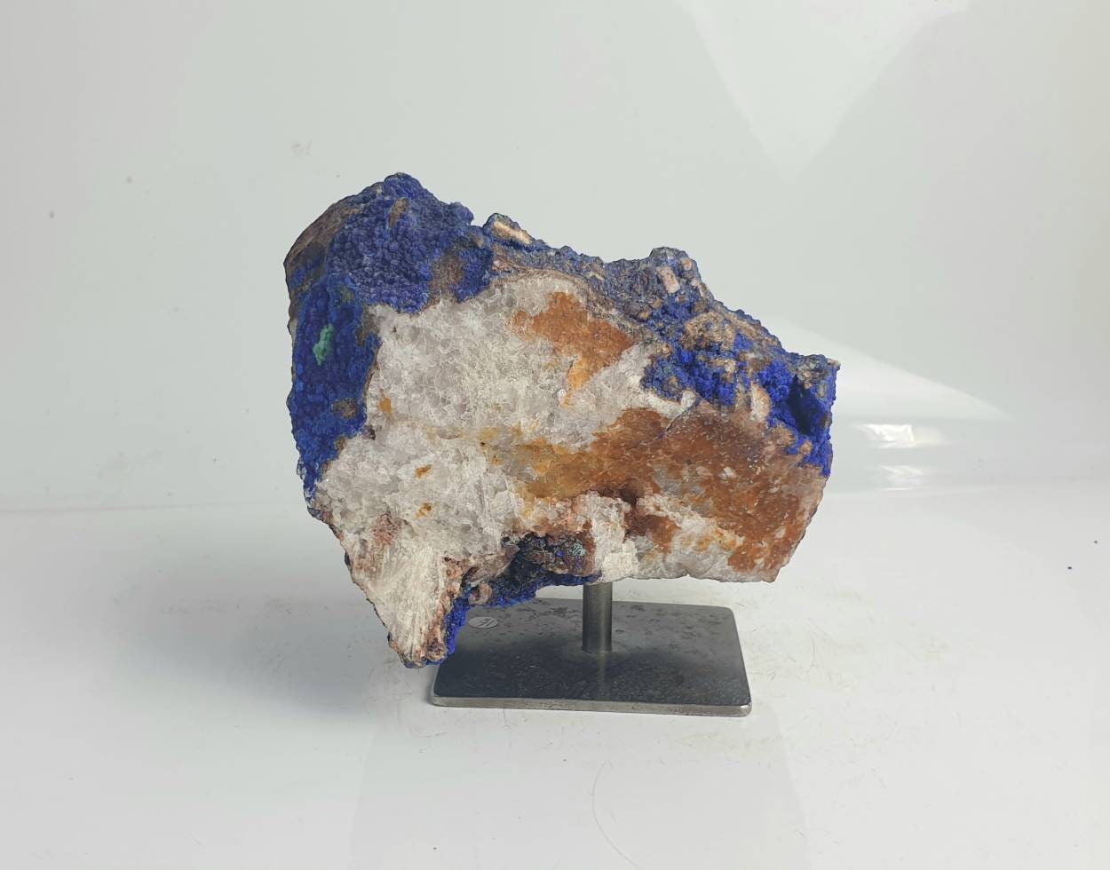 16) Large Azurite Malachite Crystal On Custom Stand