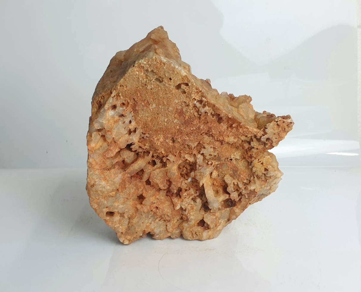 6) Hematite stained Quartz Crystal Cluster From Morocco