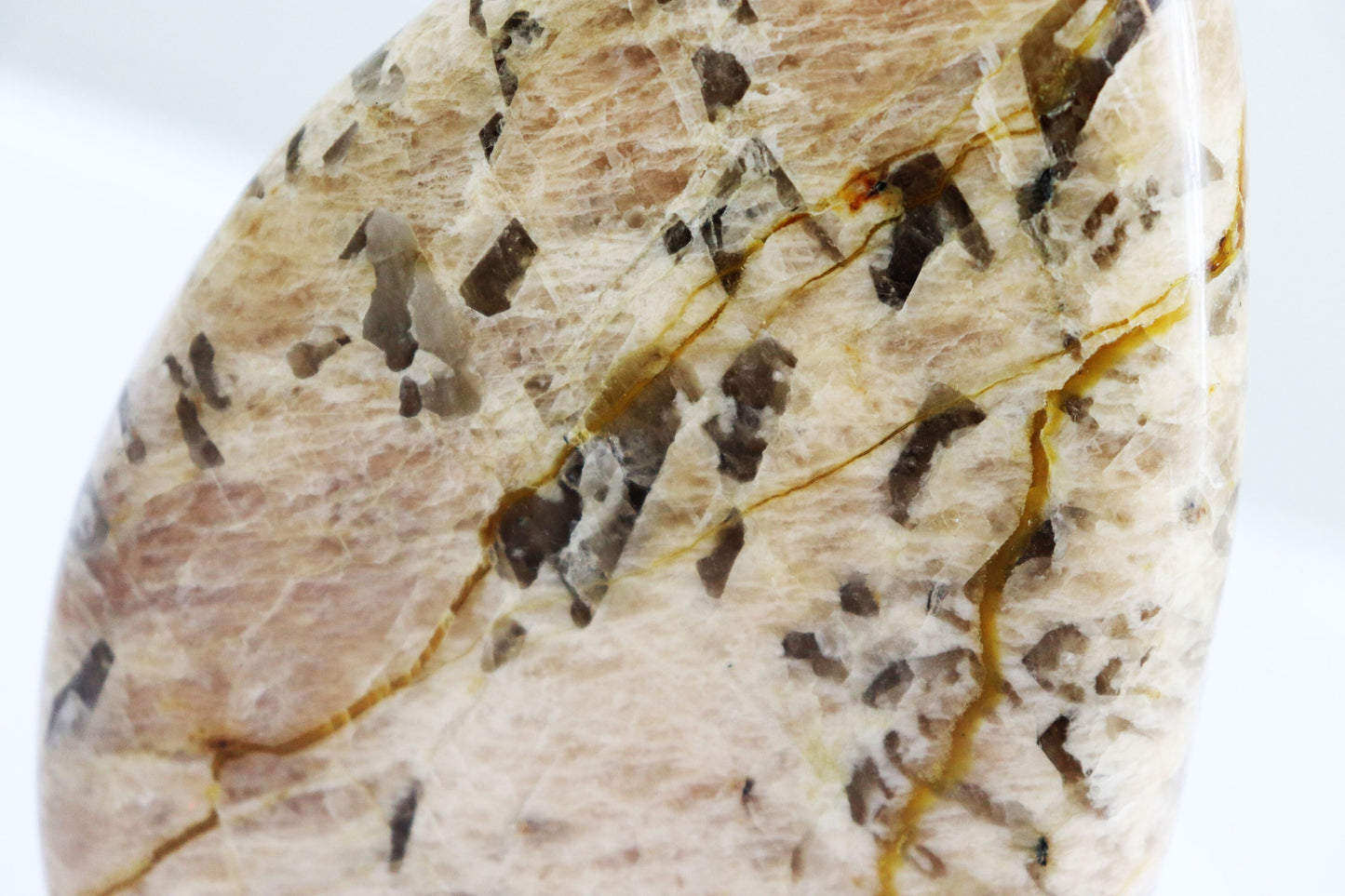 1) Zedbradorite Crystal Freeform - Feldspar + Smoky Quartz From Madagascar