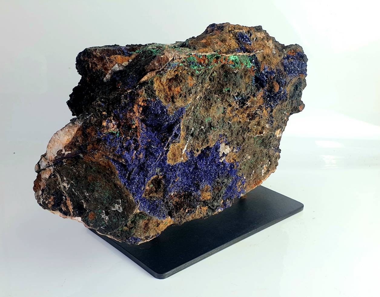 6) Very Large Azurite & Malachite Crystal On Custom Stand