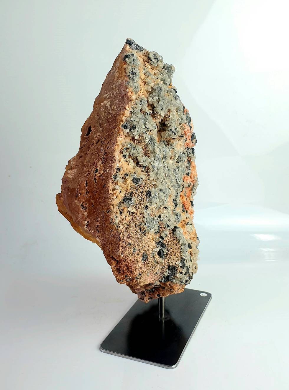 1) Large Baryte & Galena Crystal On Custom Stand