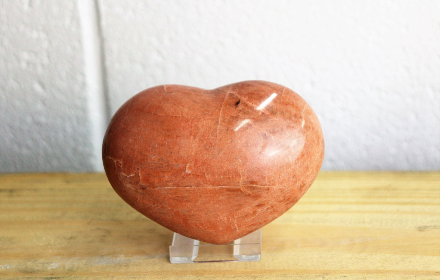 large heart crystal peach moonstone