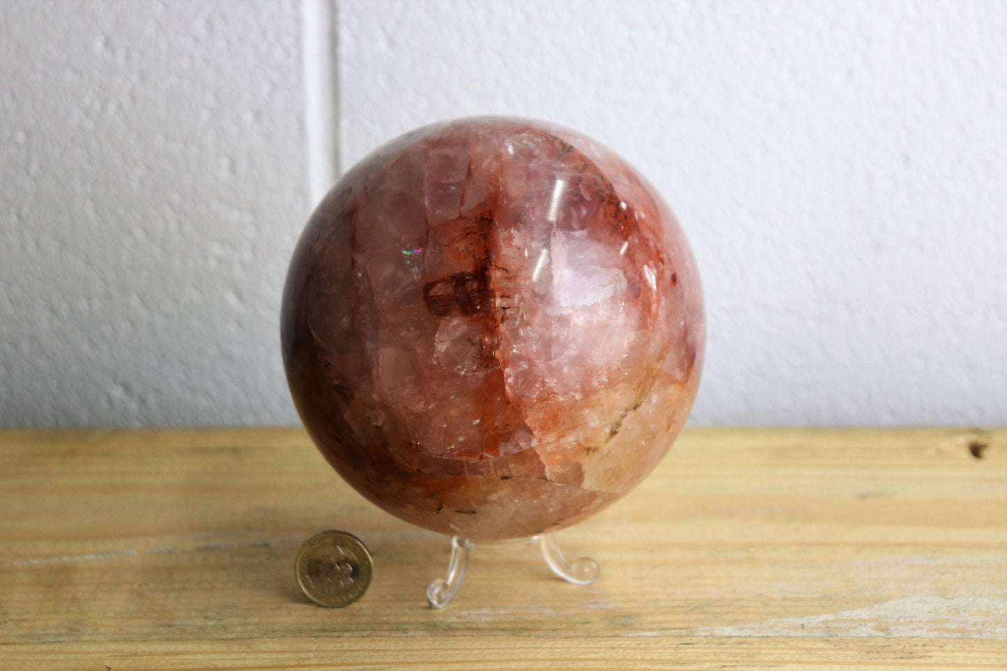 6) Large Red Hematoid Quartz Crystal Sphere