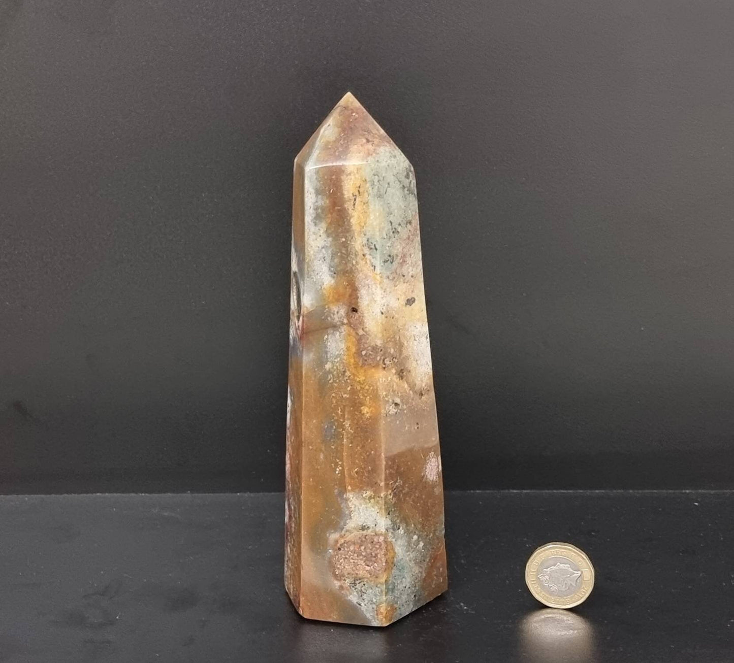 10) Ocean Jasper Crystal Prism Tower