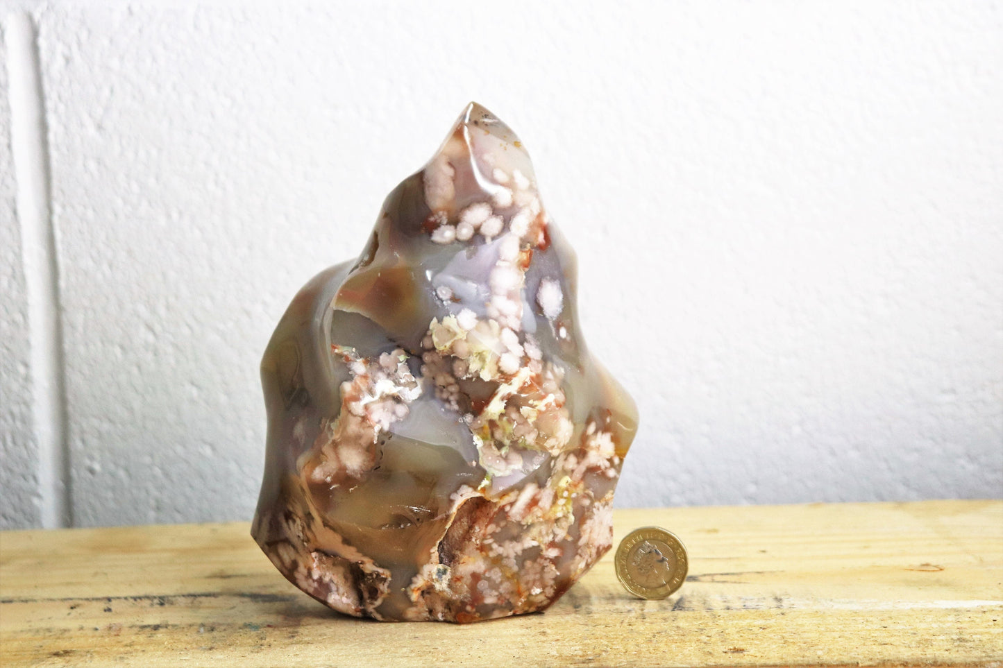 3) Large Sakura Agate Crystal Polished Freeform