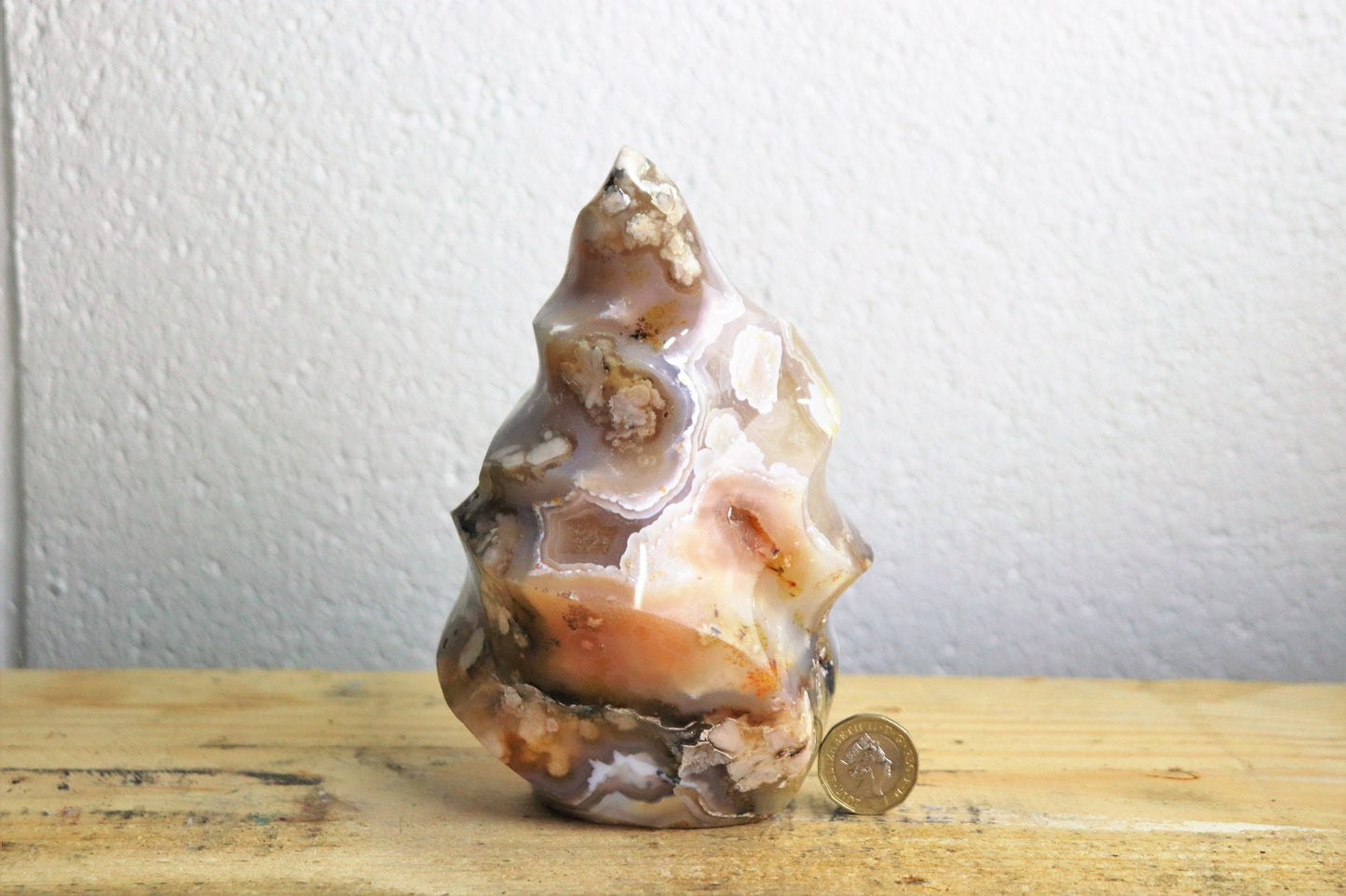 2) Large Sakura Agate Crystal Polished Freeform