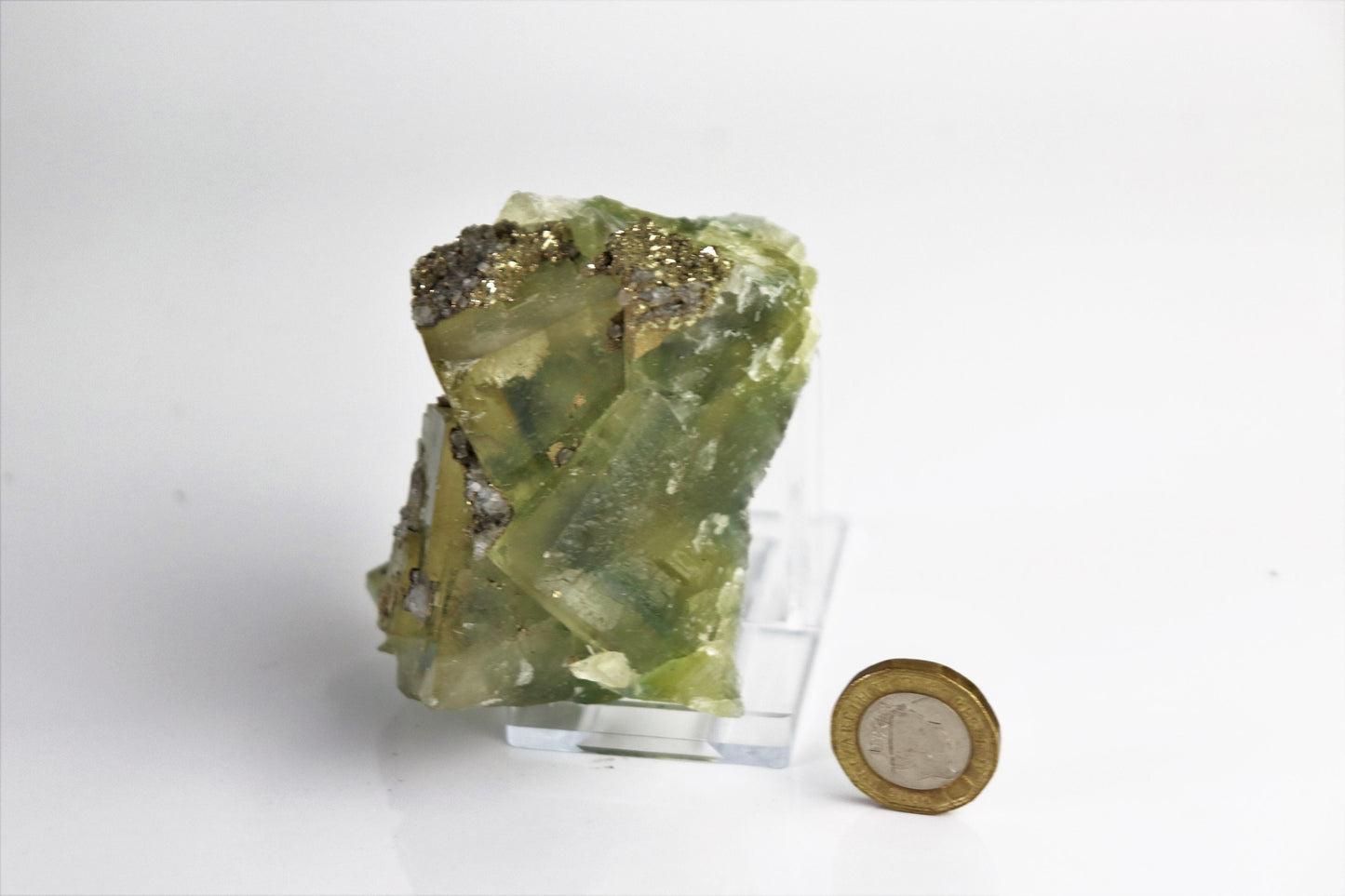 3) Fluorite Crystal + Pyrite Morocco