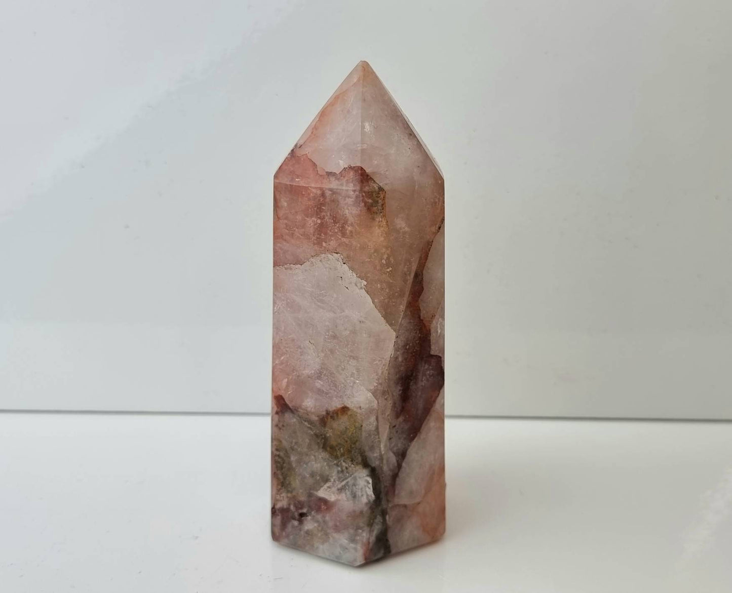 8) Fire Red Hematoid Quartz Crystal Prism Tower