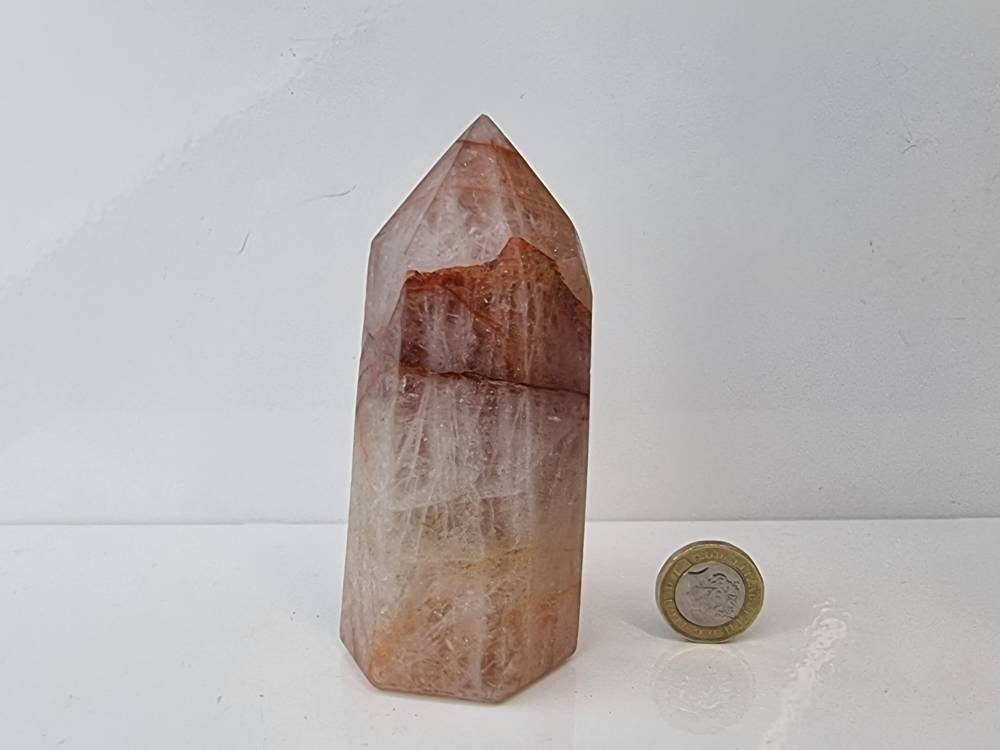 1) Fire Quartz Crystal Prism Tower Madagascar
