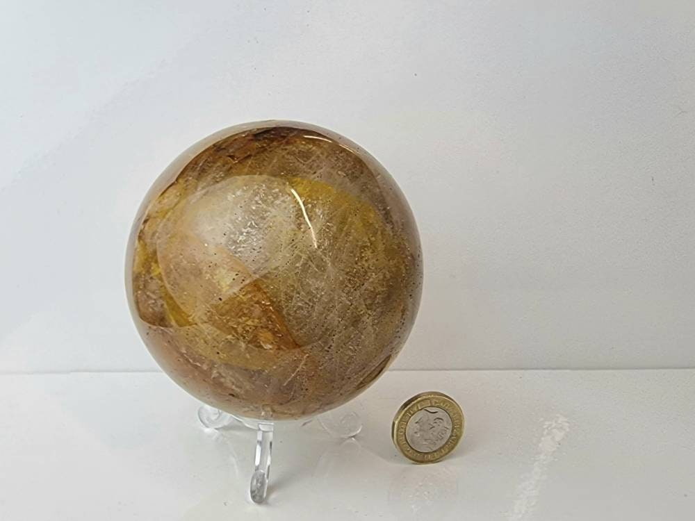 5) Golden Healer Quartz Crystal Sphere