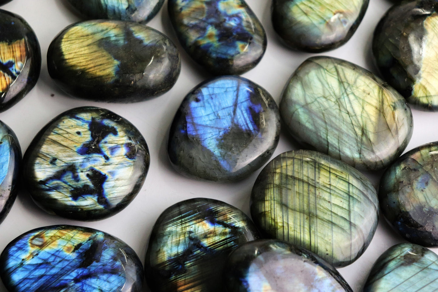 High Quality Labradorite Crystal Palmstone from Madagascar