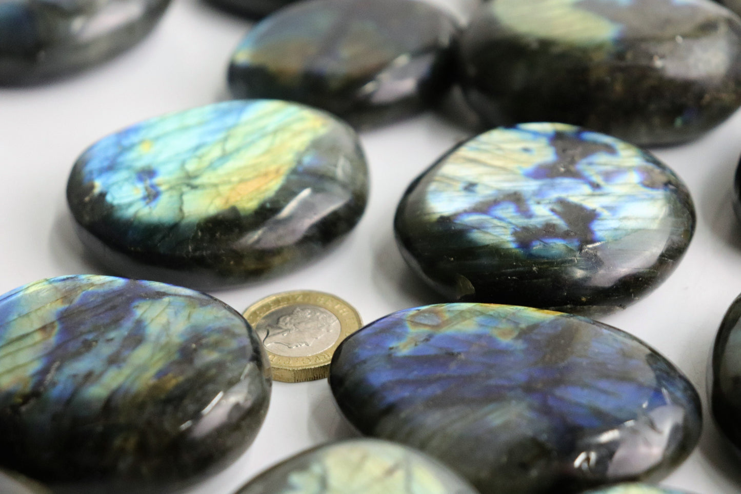 High Quality Labradorite Crystal Palmstone from Madagascar
