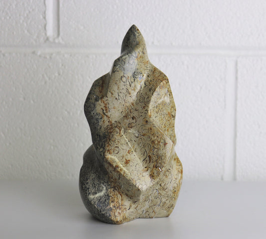 Coquillage Shell Jasper Crystal Flame Carving