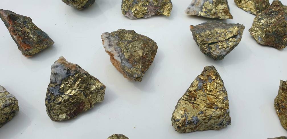 Chalcopyrite on Quartz Crystal