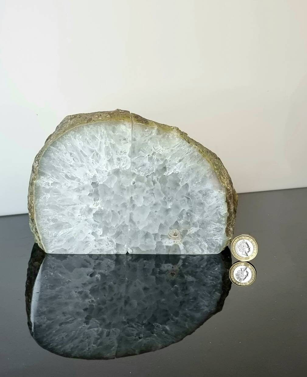 AB22) Agate Quartz Crystal Bookends Natural