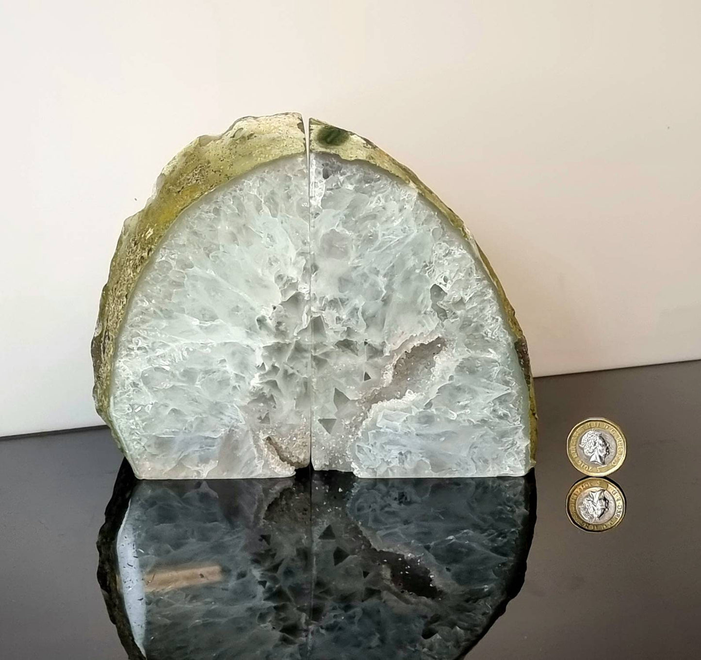 AB3) Agate Quartz Crystal Bookends Natural