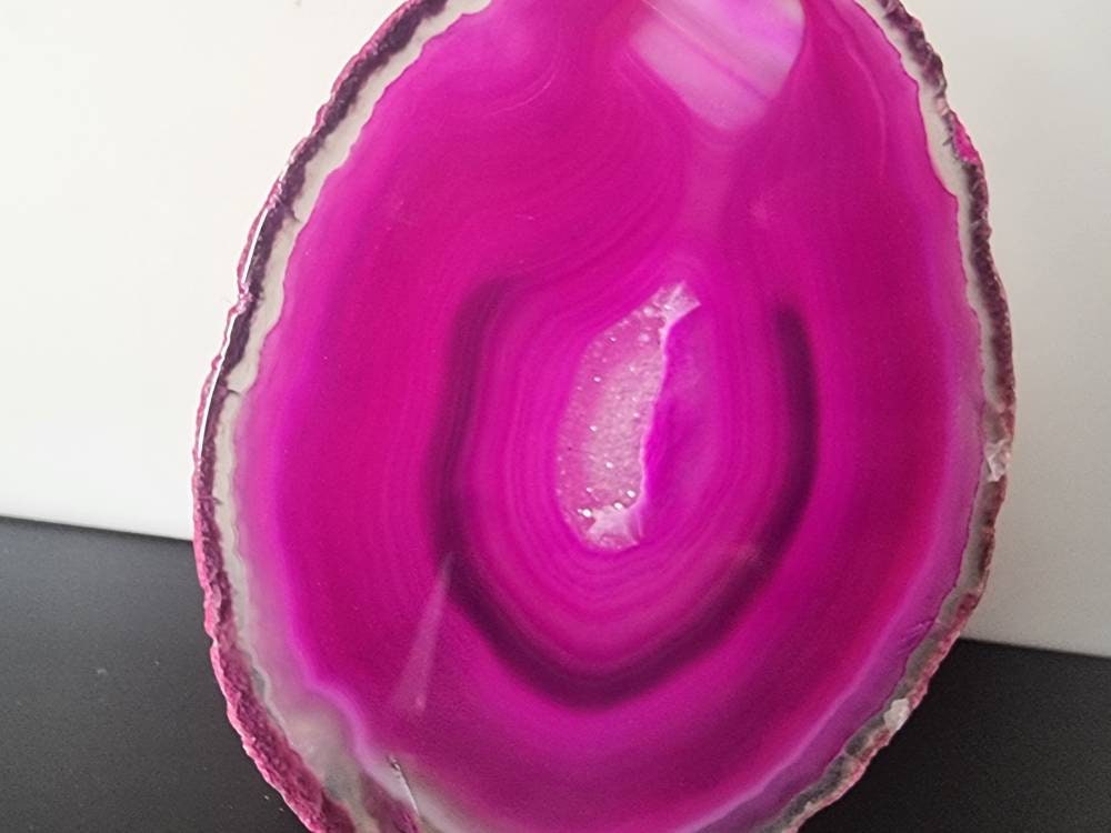 ASD29) large Agate Crystal Slice Pink Coaster