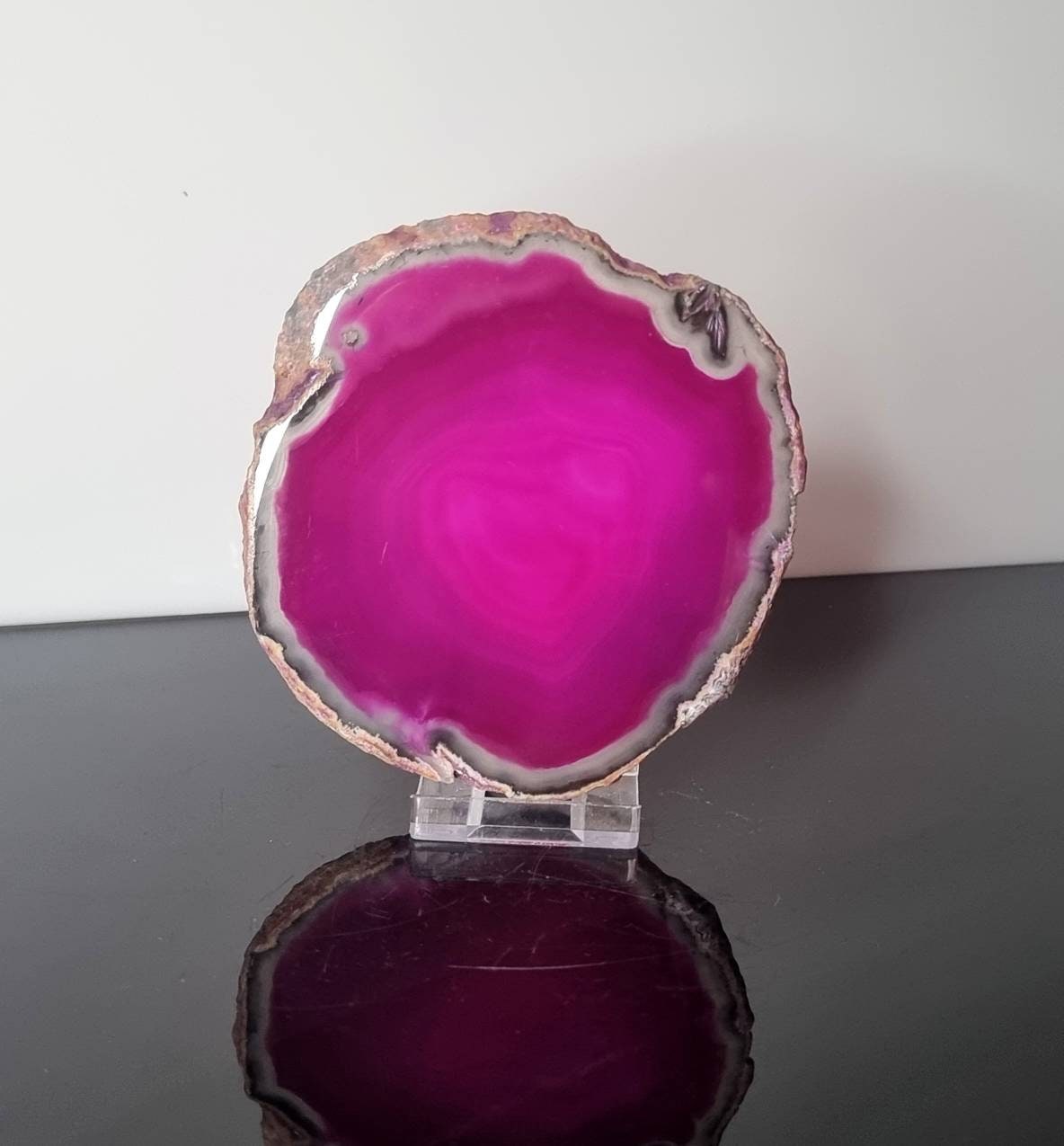 ASD5) large Agate Crystal Slice Pink Coaster