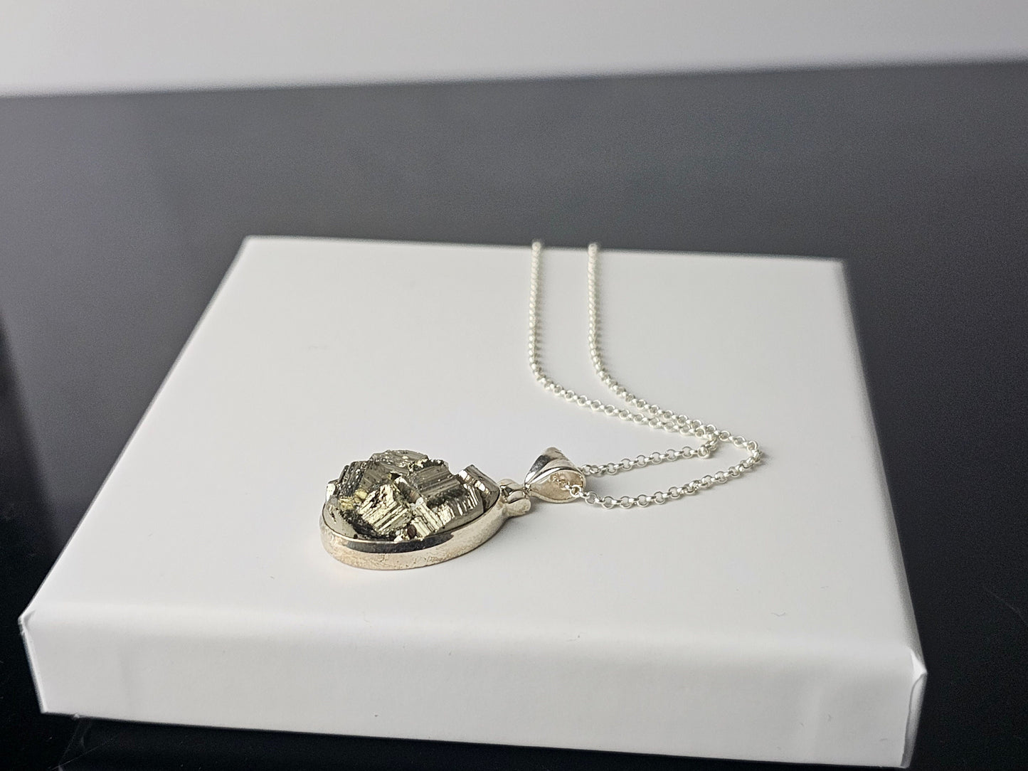308) Pyrite Crystal Necklace 925 Silver