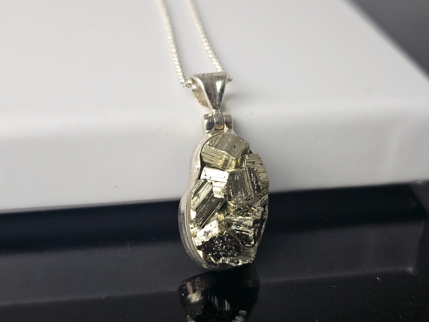 308) Pyrite Crystal Necklace 925 Silver