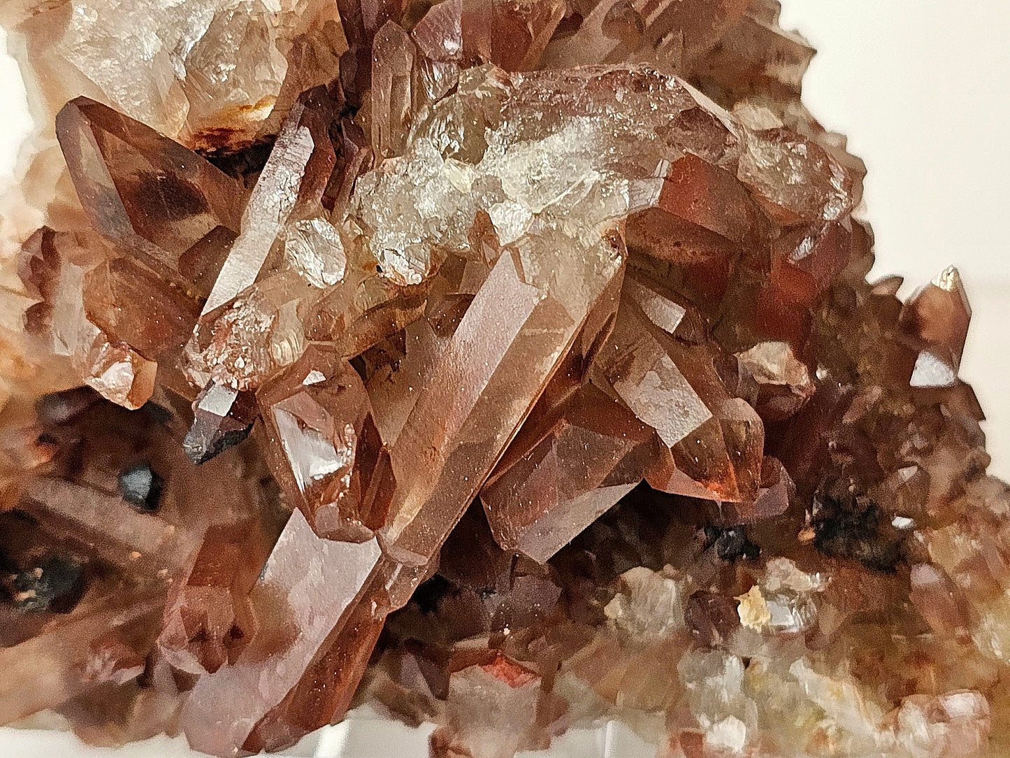 14) Hematite Stained Quartz Crystal Cluster