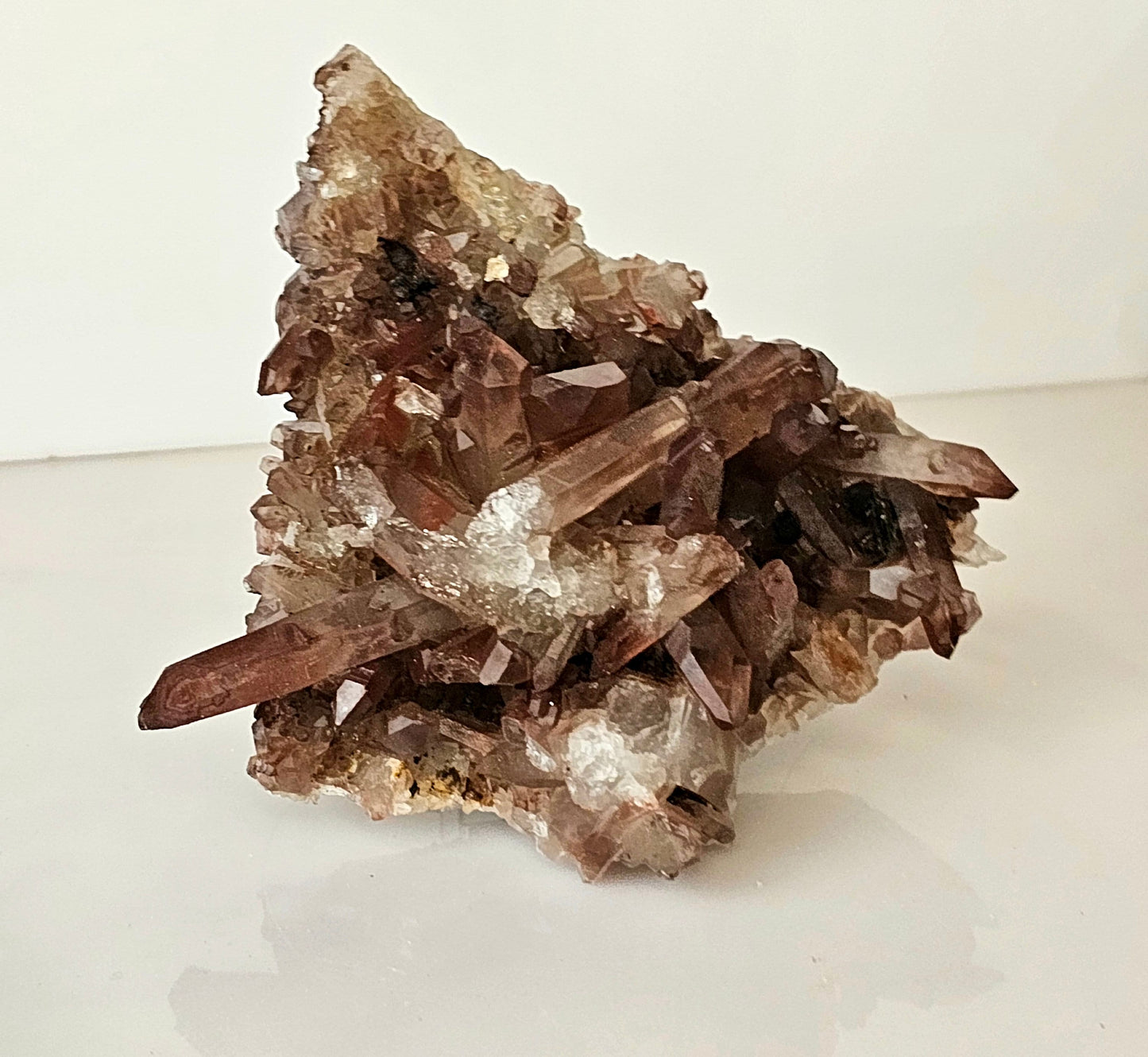 14) Hematite Stained Quartz Crystal Cluster