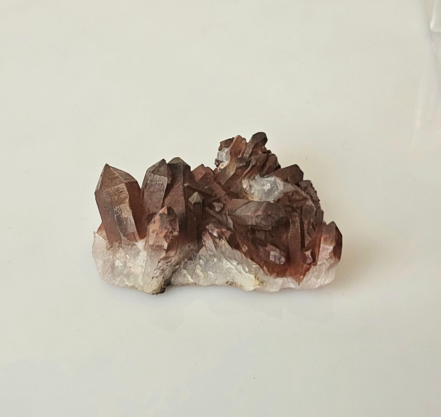 12) Hematite Stained Quartz Crystal Cluster