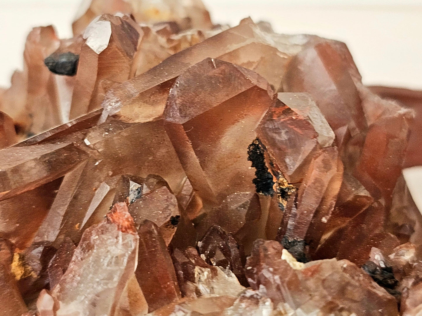 14) Hematite Stained Quartz Crystal Cluster