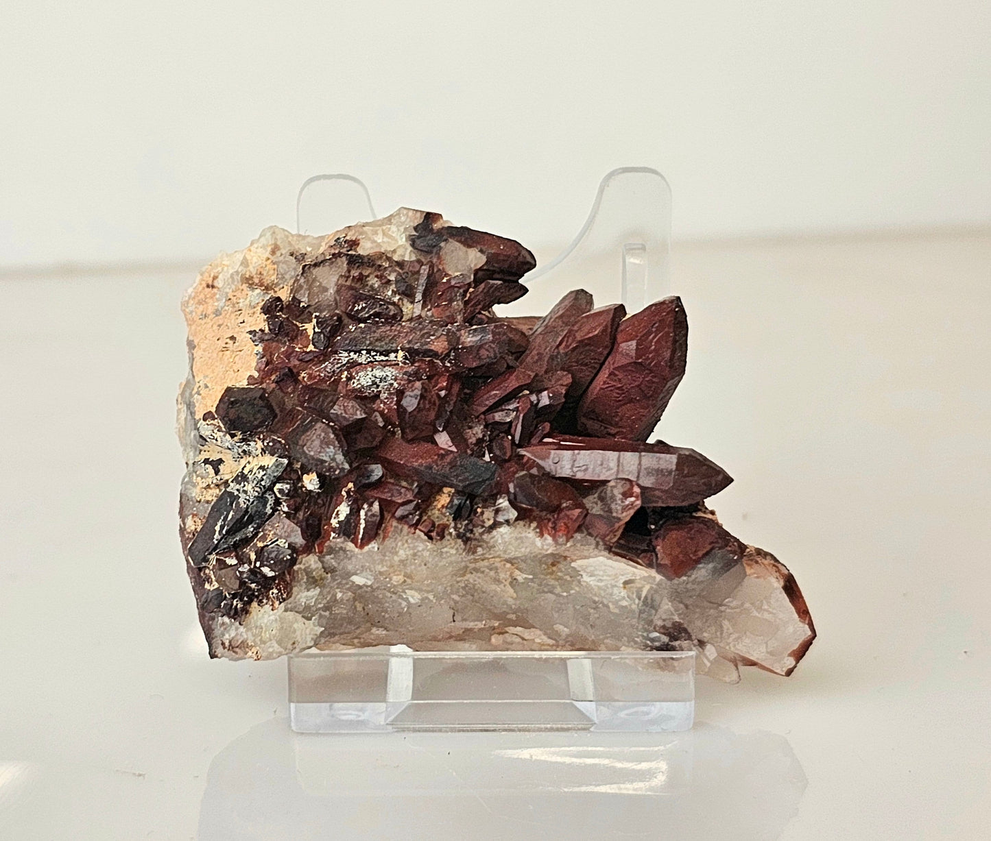 11) Hematite Stained Quartz Crystal Cluster