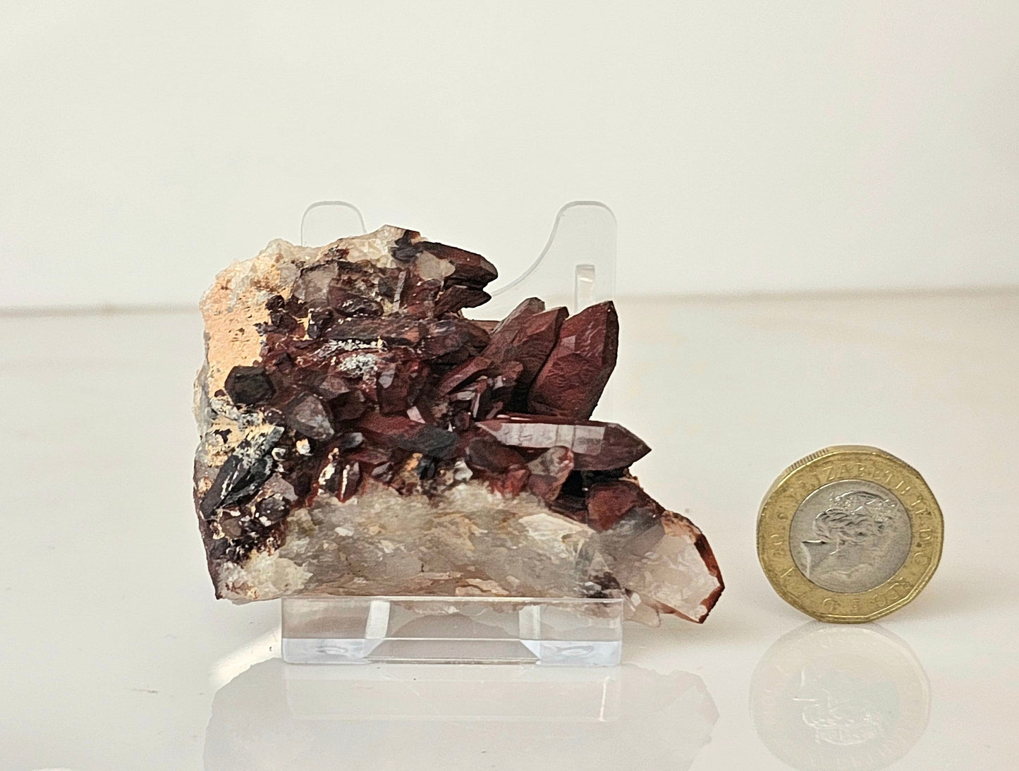 11) Hematite Stained Quartz Crystal Cluster