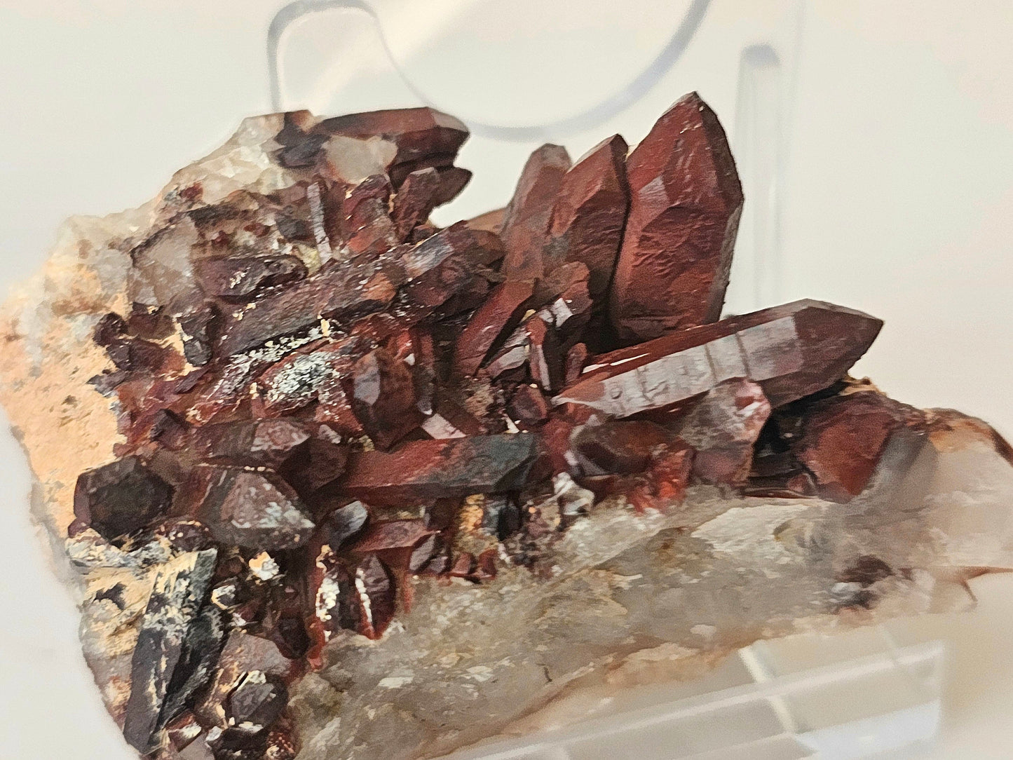 11) Hematite Stained Quartz Crystal Cluster