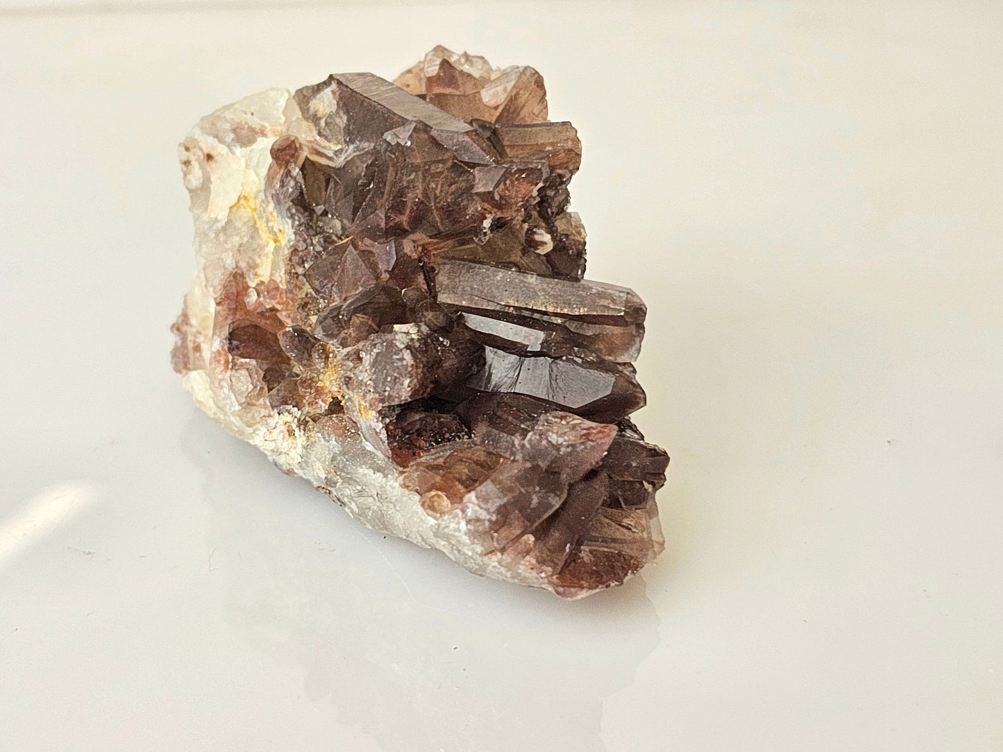 10) Hematite Stained Quartz Crystal Cluster