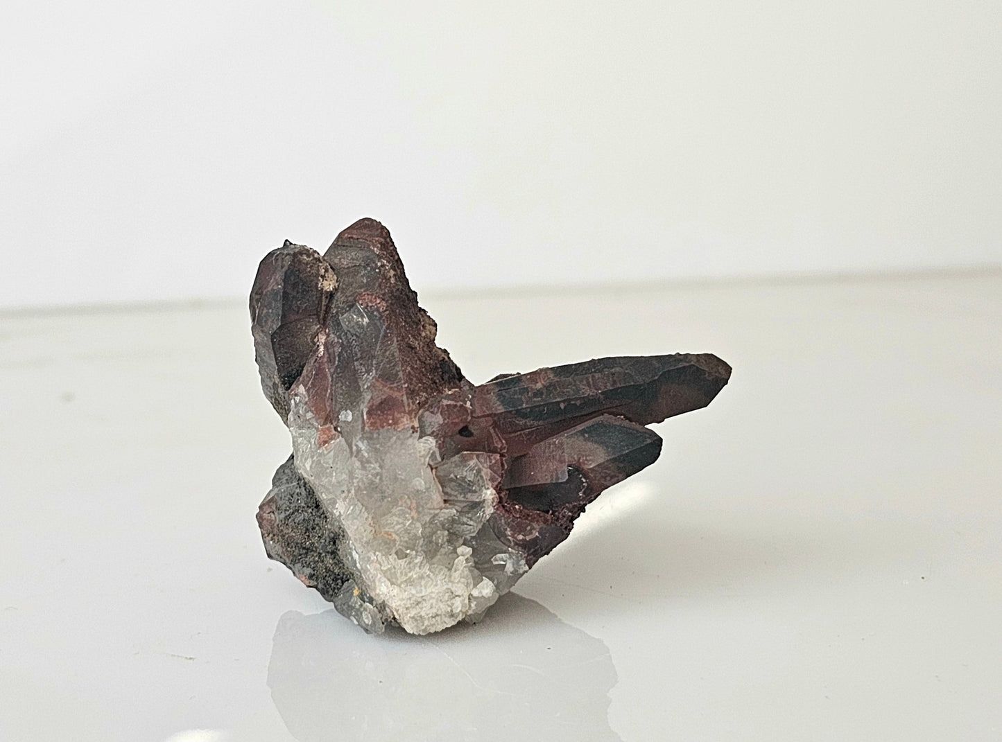 8) Hematite Stained Quartz Crystal Cluster
