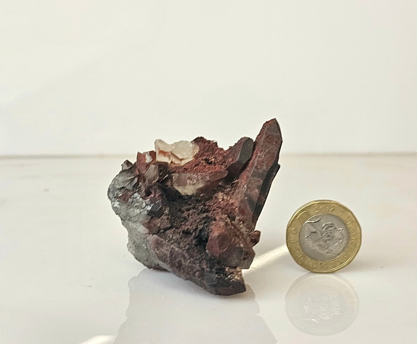 8) Hematite Stained Quartz Crystal Cluster