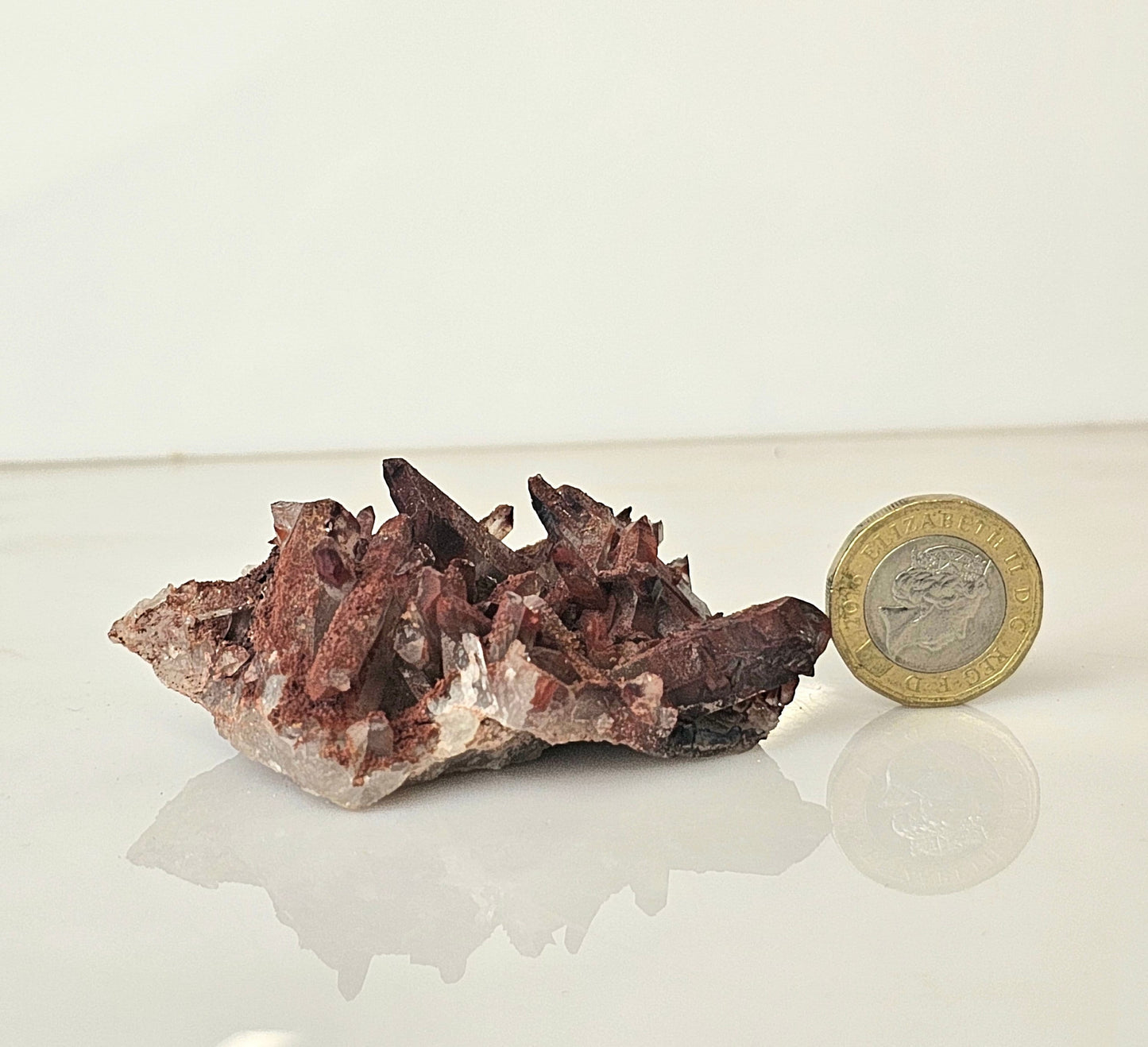 6) Hematite Stained Quartz Crystal Cluster