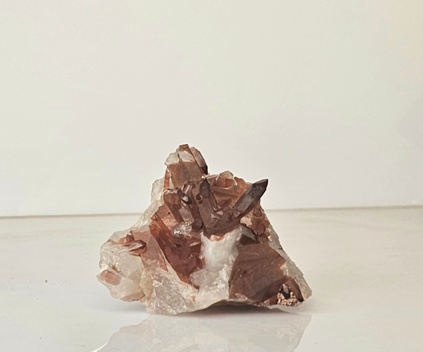 4) Hematite Stained Quartz Crystal Cluster