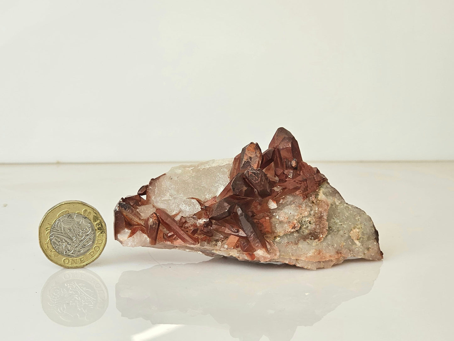 3) Hematite Stained Quartz Crystal Cluster