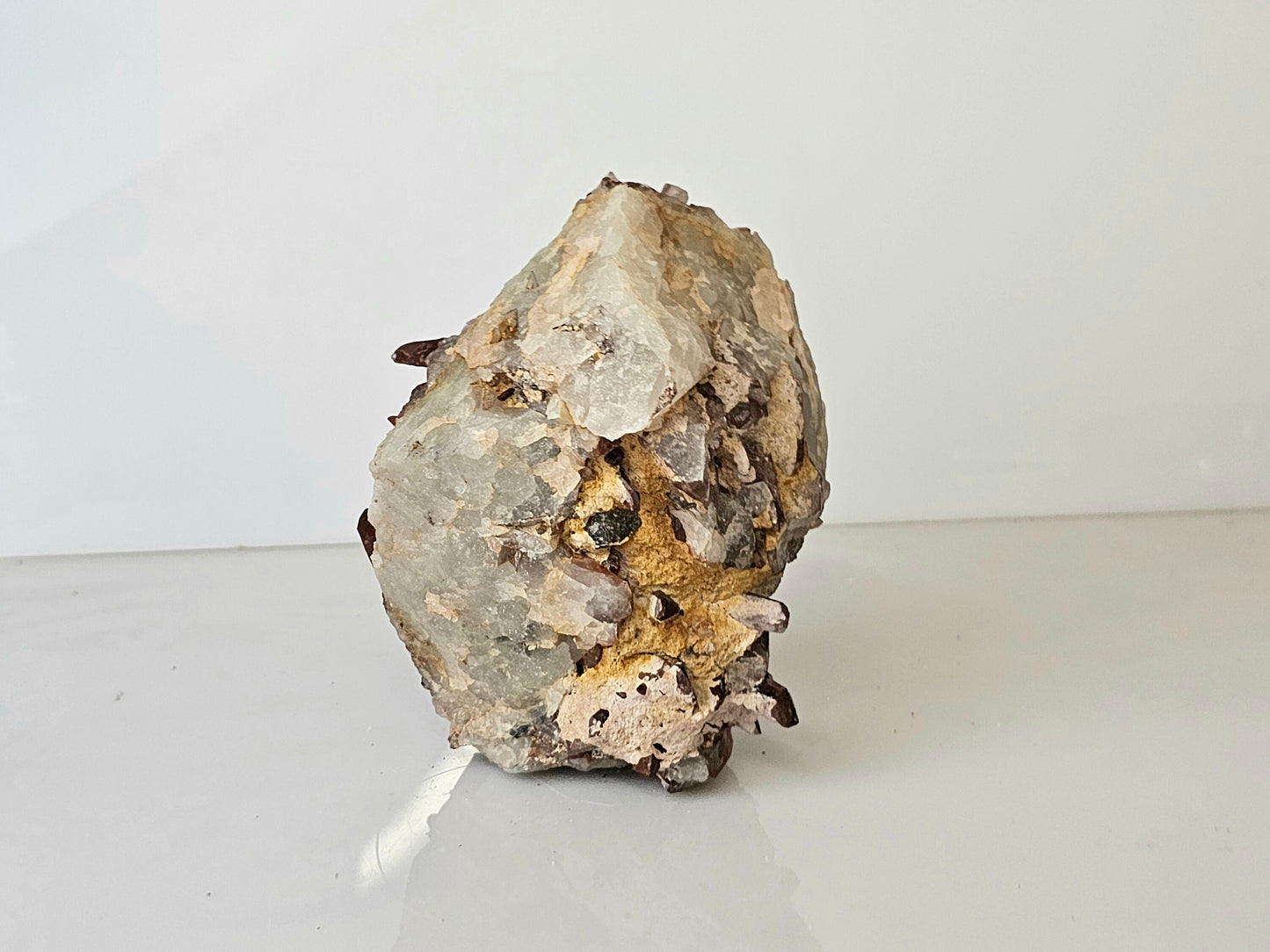 19) Large Hematite Stained Quartz Crystal Cluster