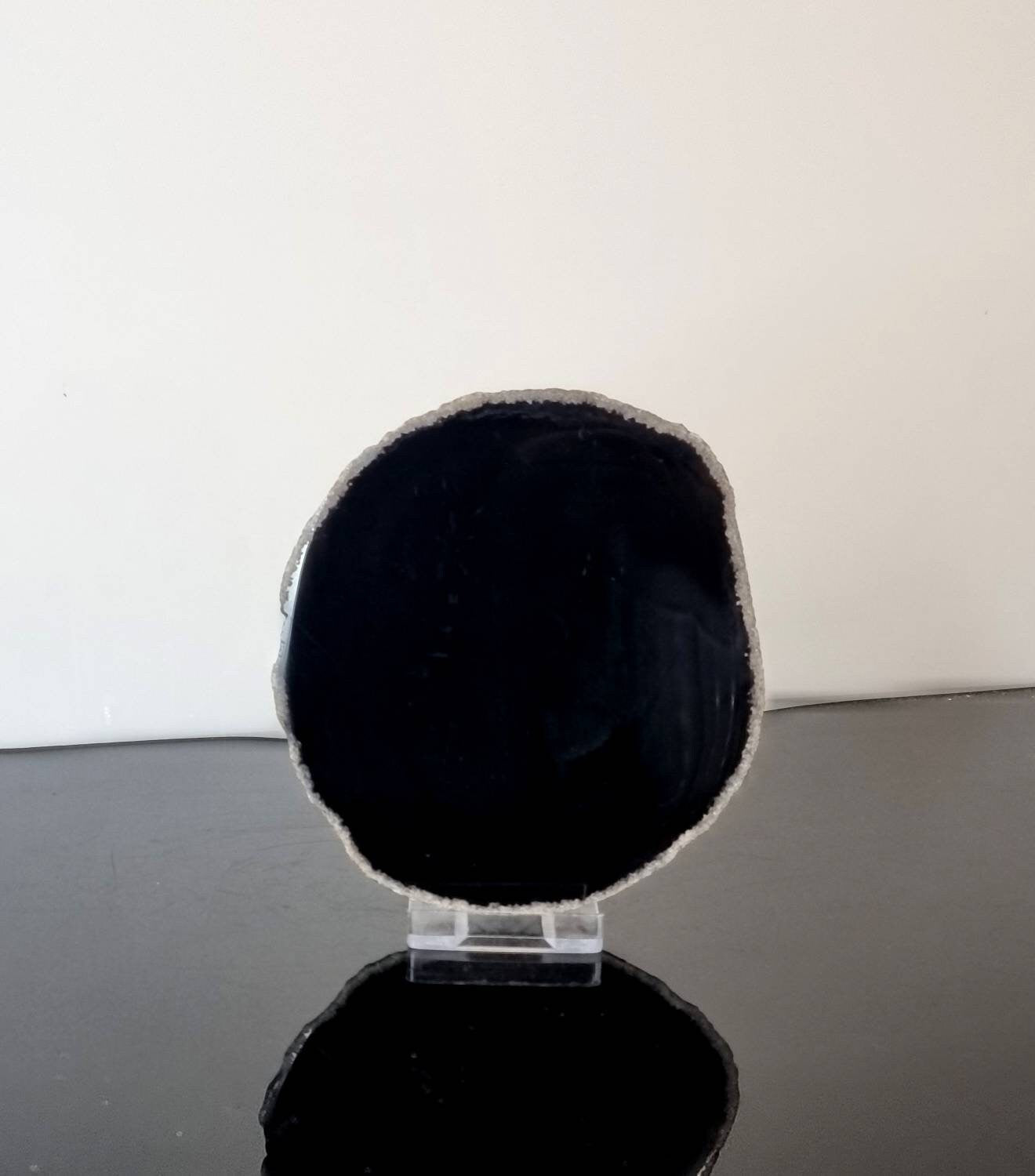 black agate slice crystal coaster
