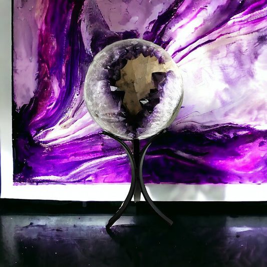 Premium Large Amethyst Crystal Geode Sphere 6" Interior Design Luxury Crystals crystal ball
