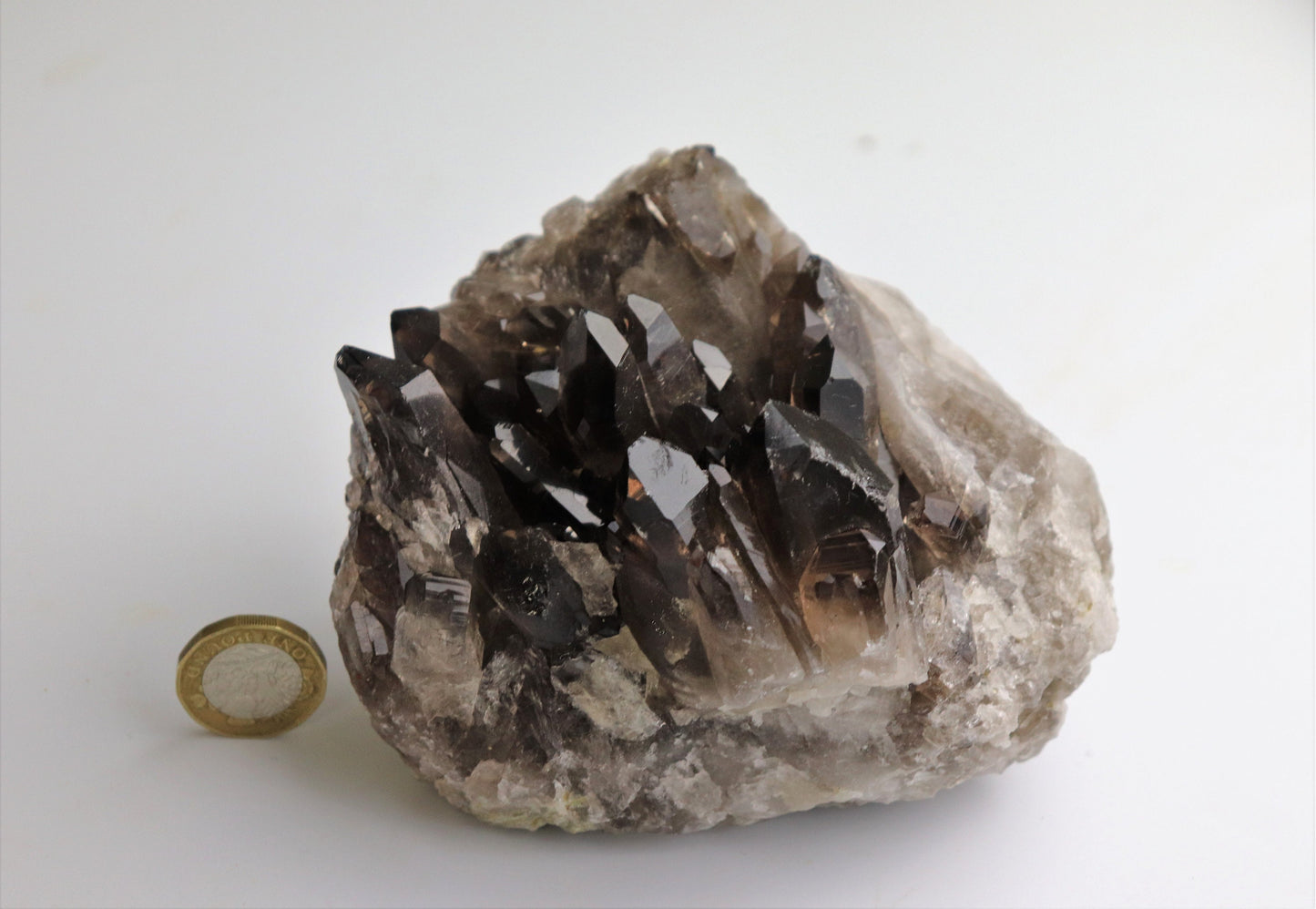 6) Smoky Quartz Crystal Cluster Point