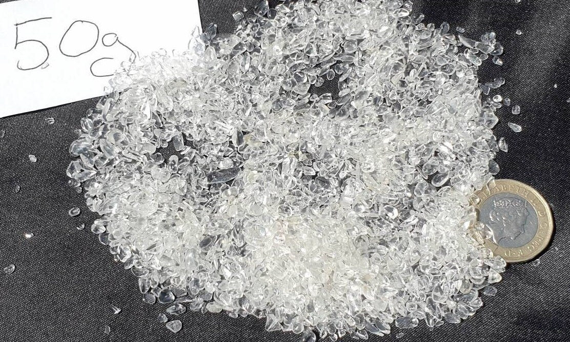 Extra Small Clear Quartz Crystal Chips 50g Bags - Arts Crafts