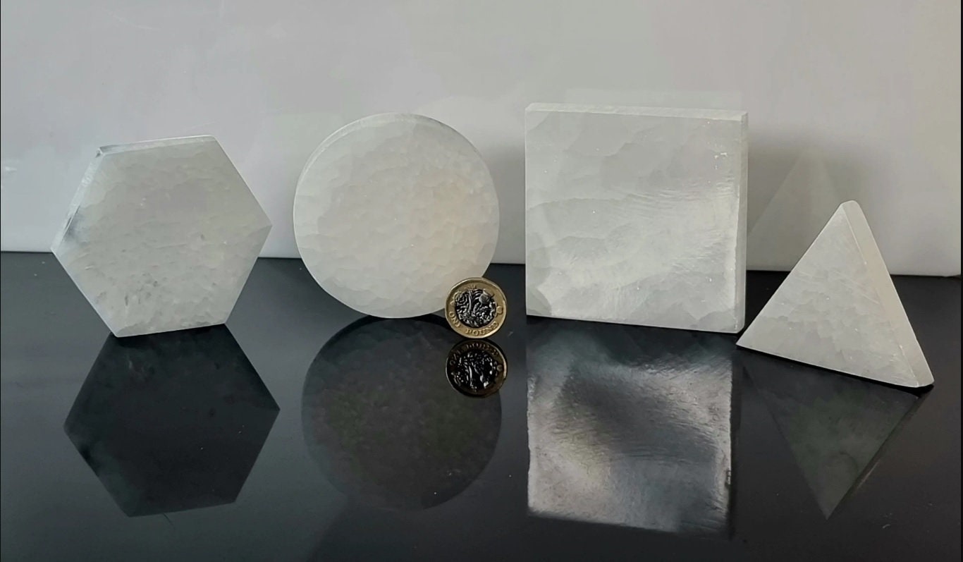 Selenite Crystal Charging Plate Disc - triangle Circle Square Hexagon